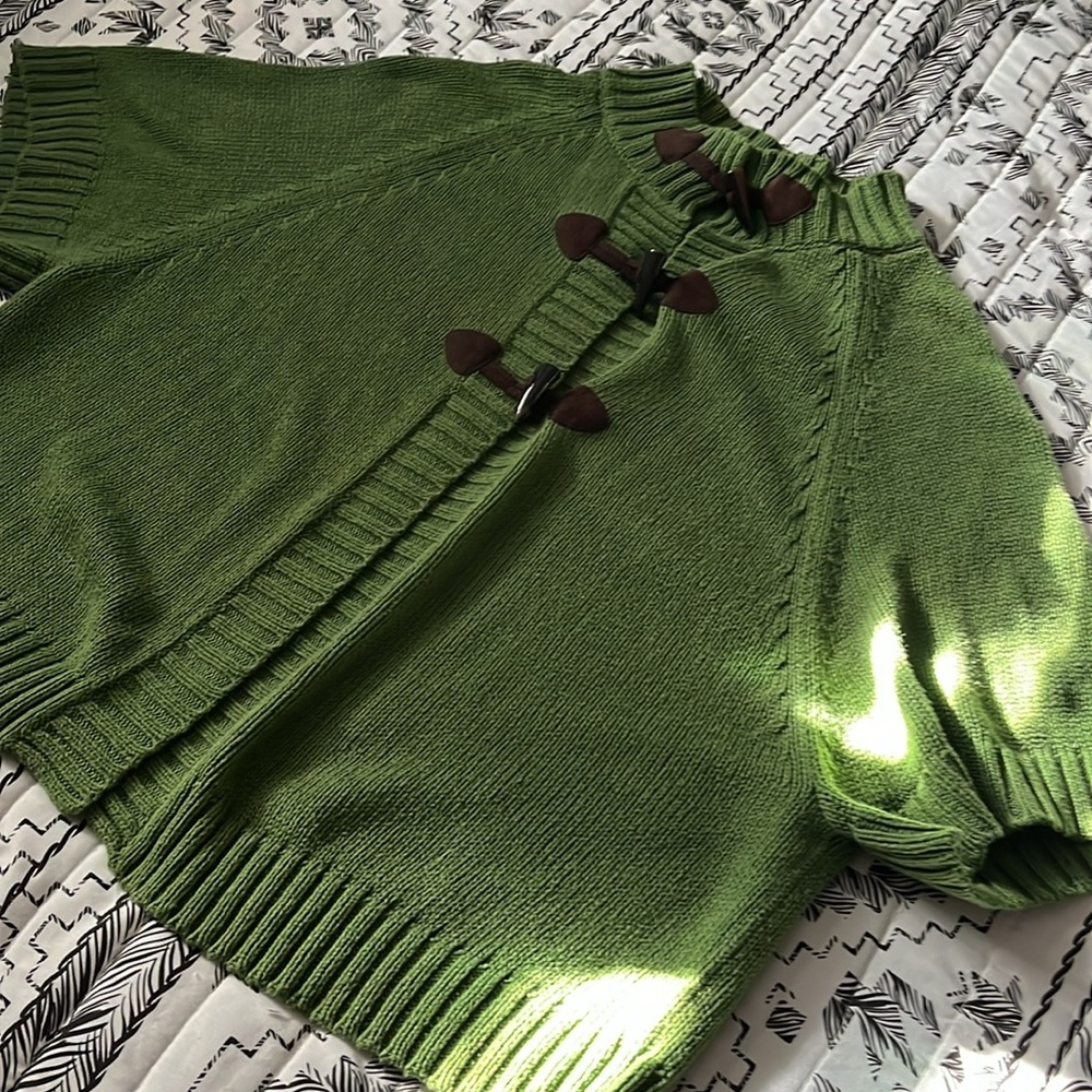 Old Navy Knit Poncho Cardigan Jacket Size CL in Green - Picture 4 of 6